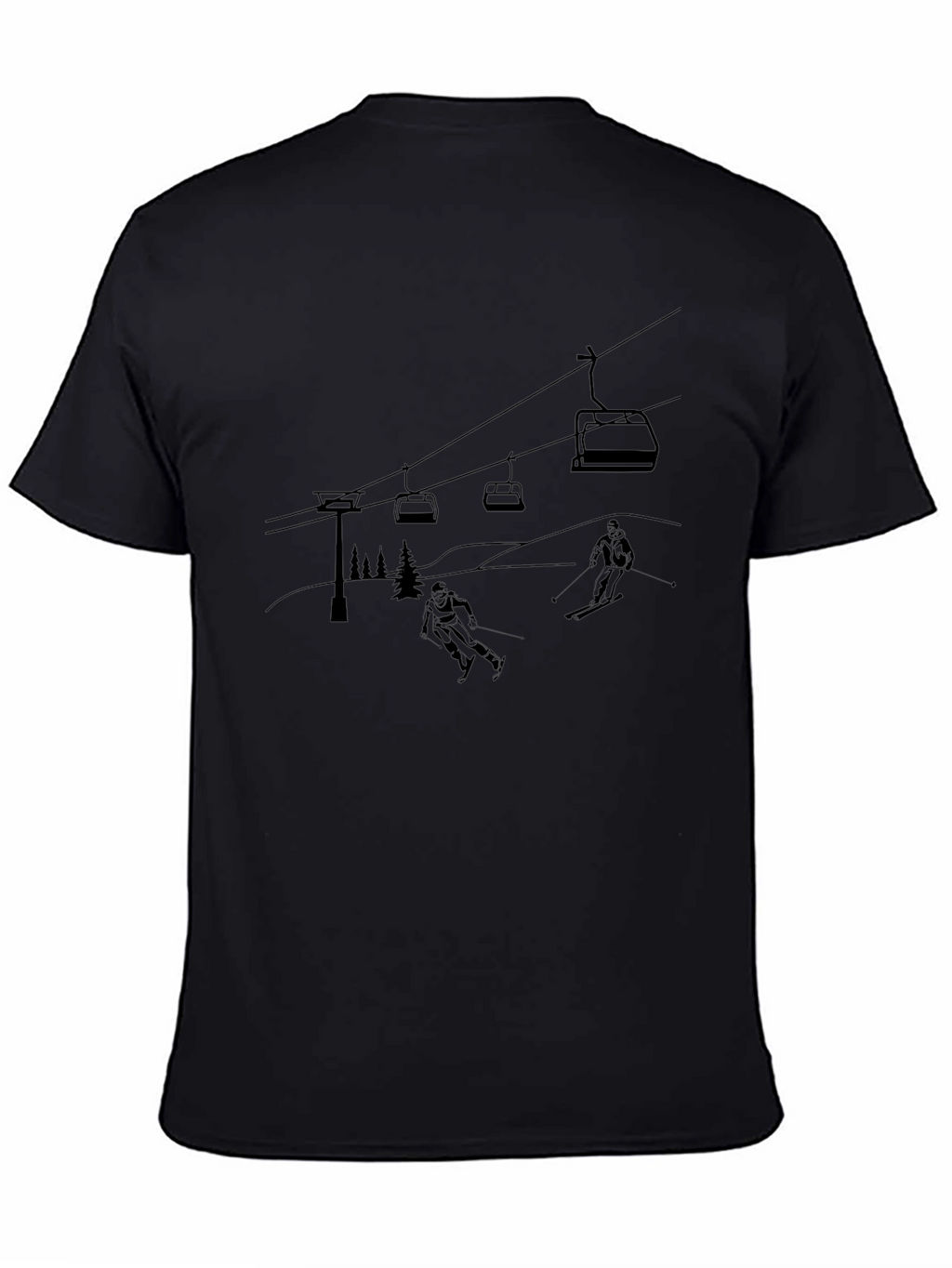 Skiing Scene Graphic Tee - Black