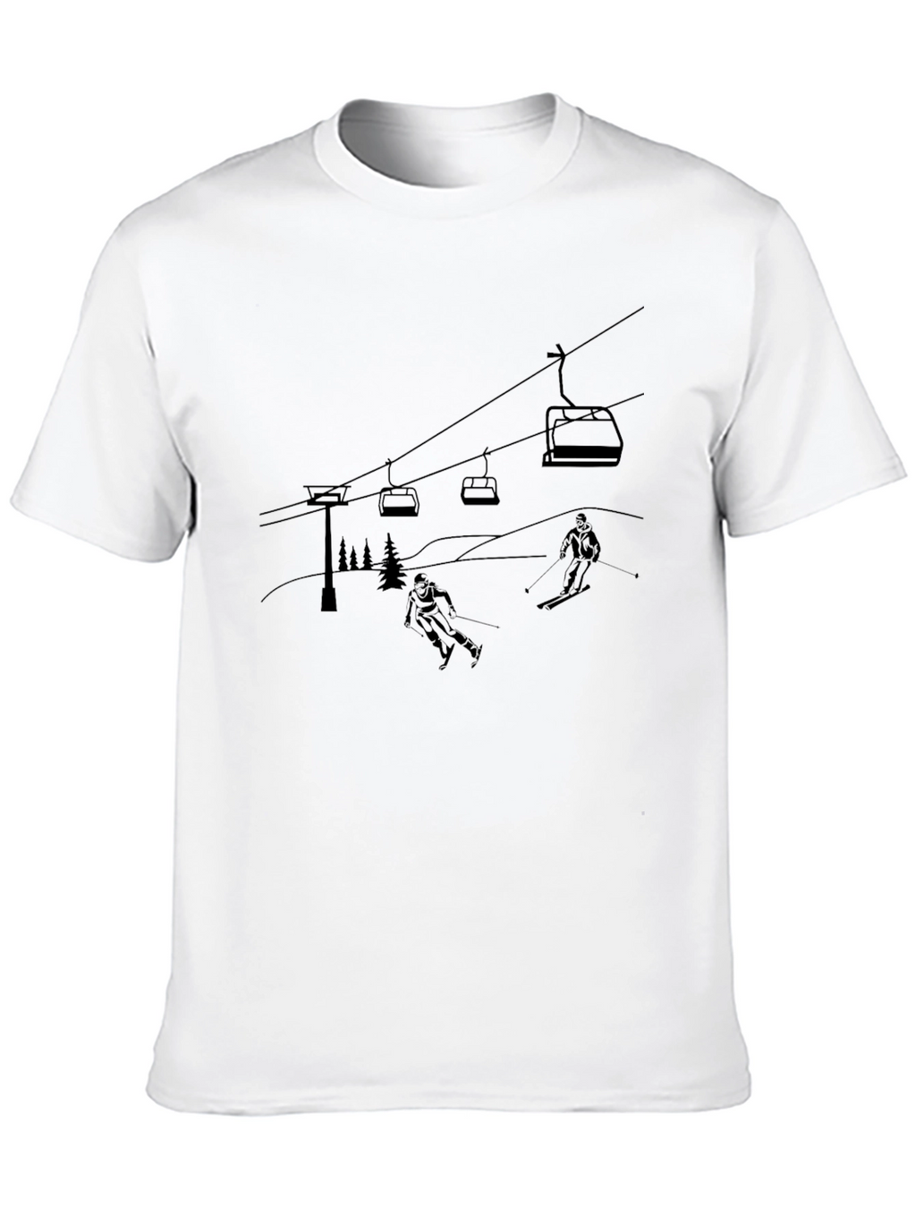 Skiing Scene Graphic Tee - Black
