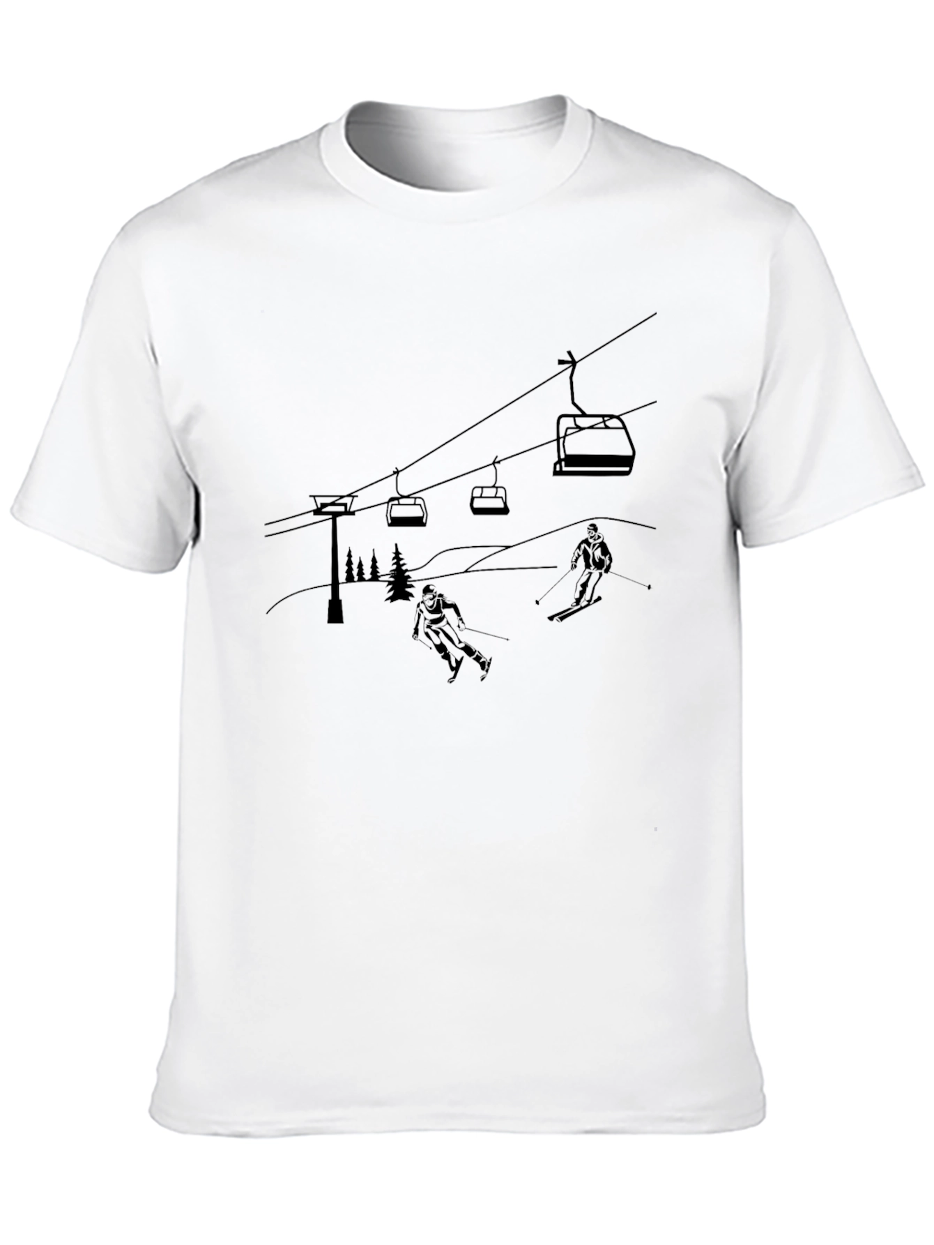 Skiing Scene Graphic Tee - Black