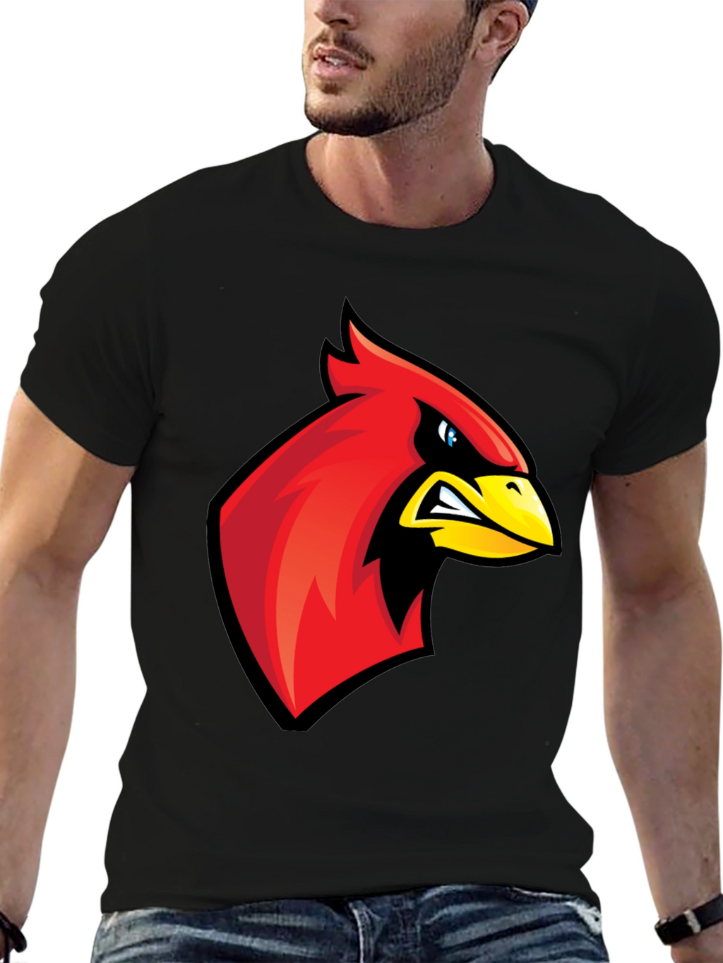 Cardinal Bird Graphic Tee - Mens Black T-Shirt