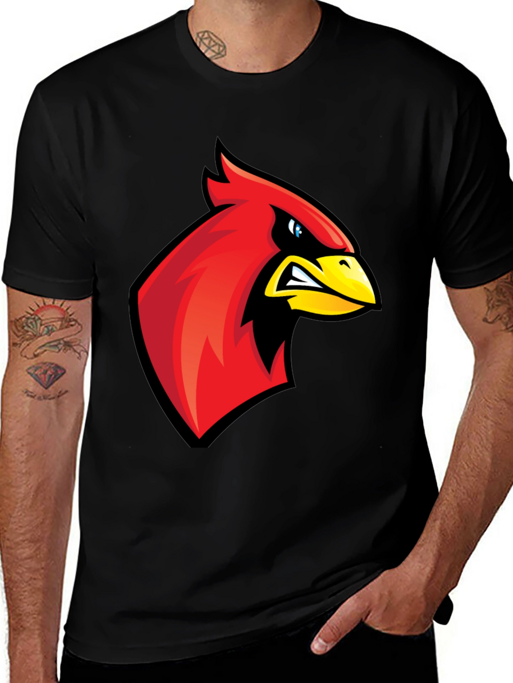 Cardinal Bird Graphic Tee - Mens Black T-Shirt