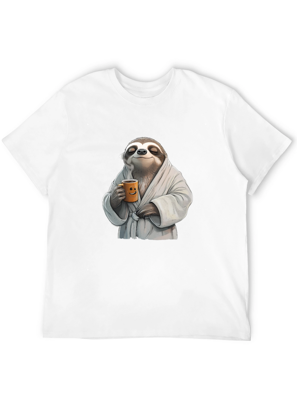 Relaxed Sloth Black T-Shirt - Coffee Time!