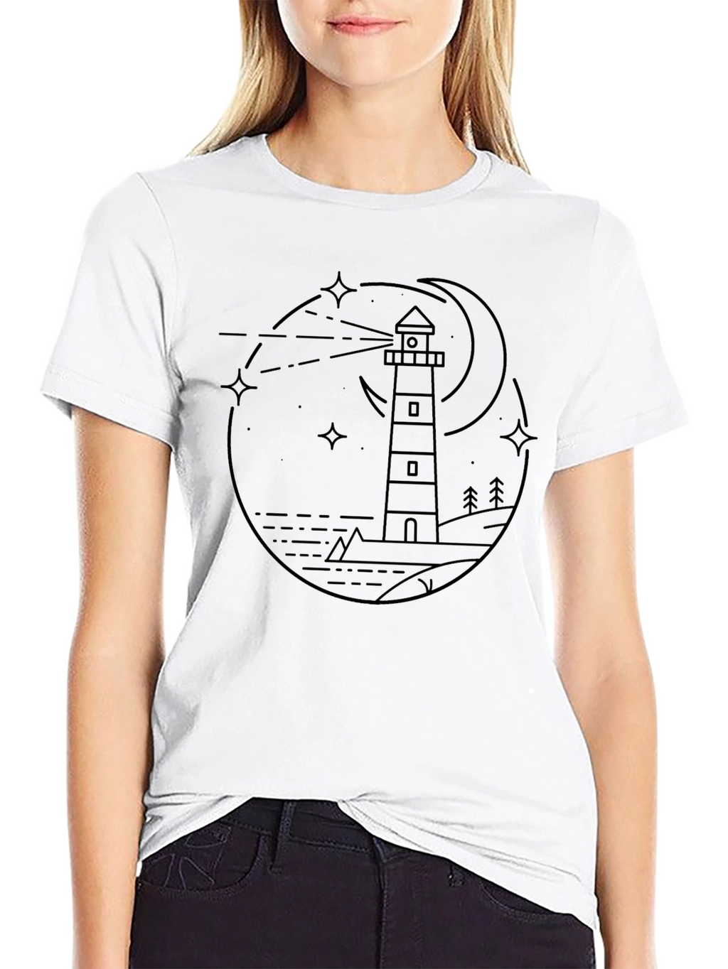 Lighthouse at Night Graphic Tee