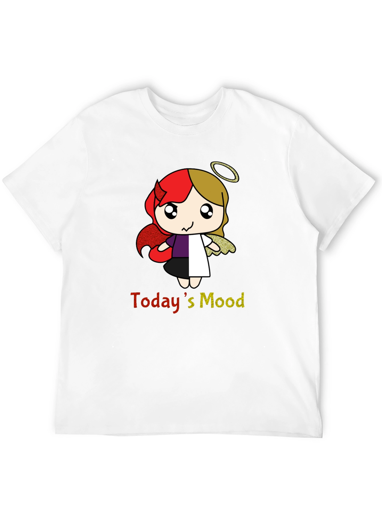 Todays Mood Angel Devil Cartoon T-Shirt