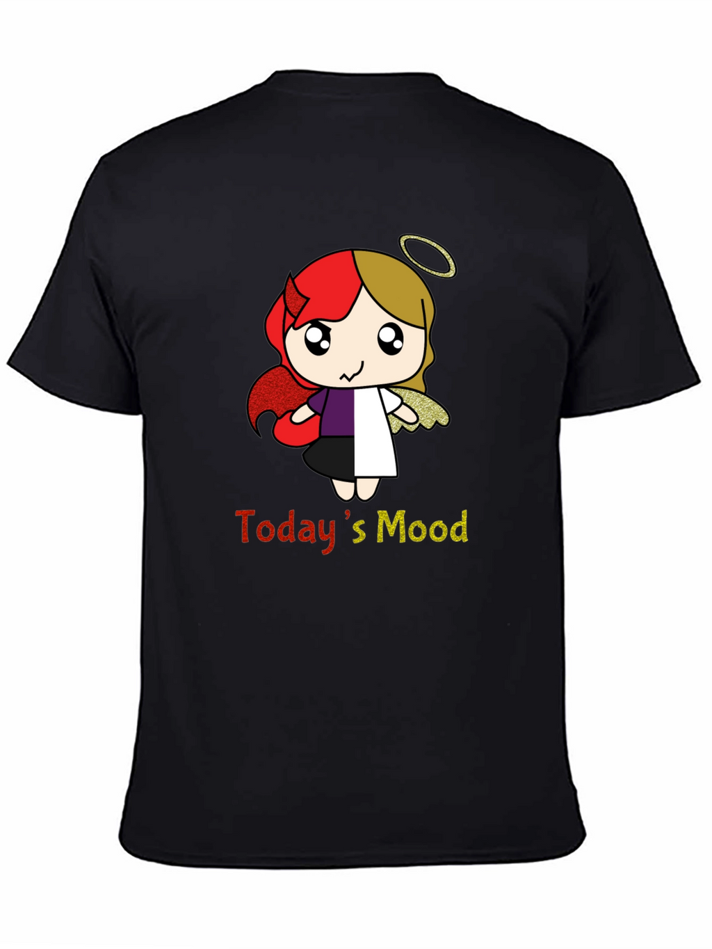 Todays Mood Angel Devil Cartoon T-Shirt