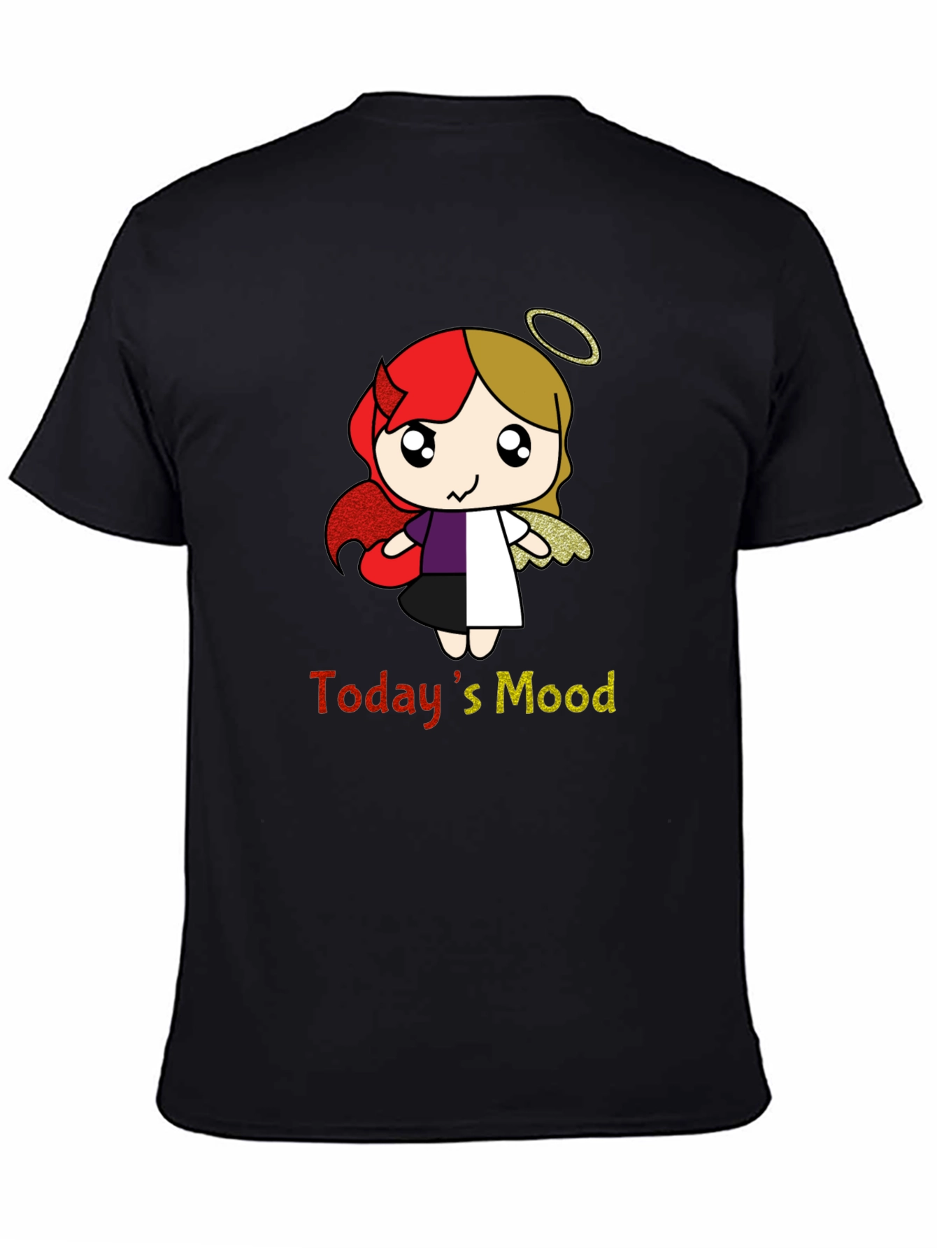Todays Mood Angel Devil Cartoon T-Shirt