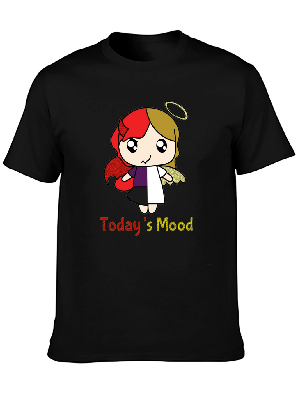 Todays Mood Angel Devil Cartoon T-Shirt