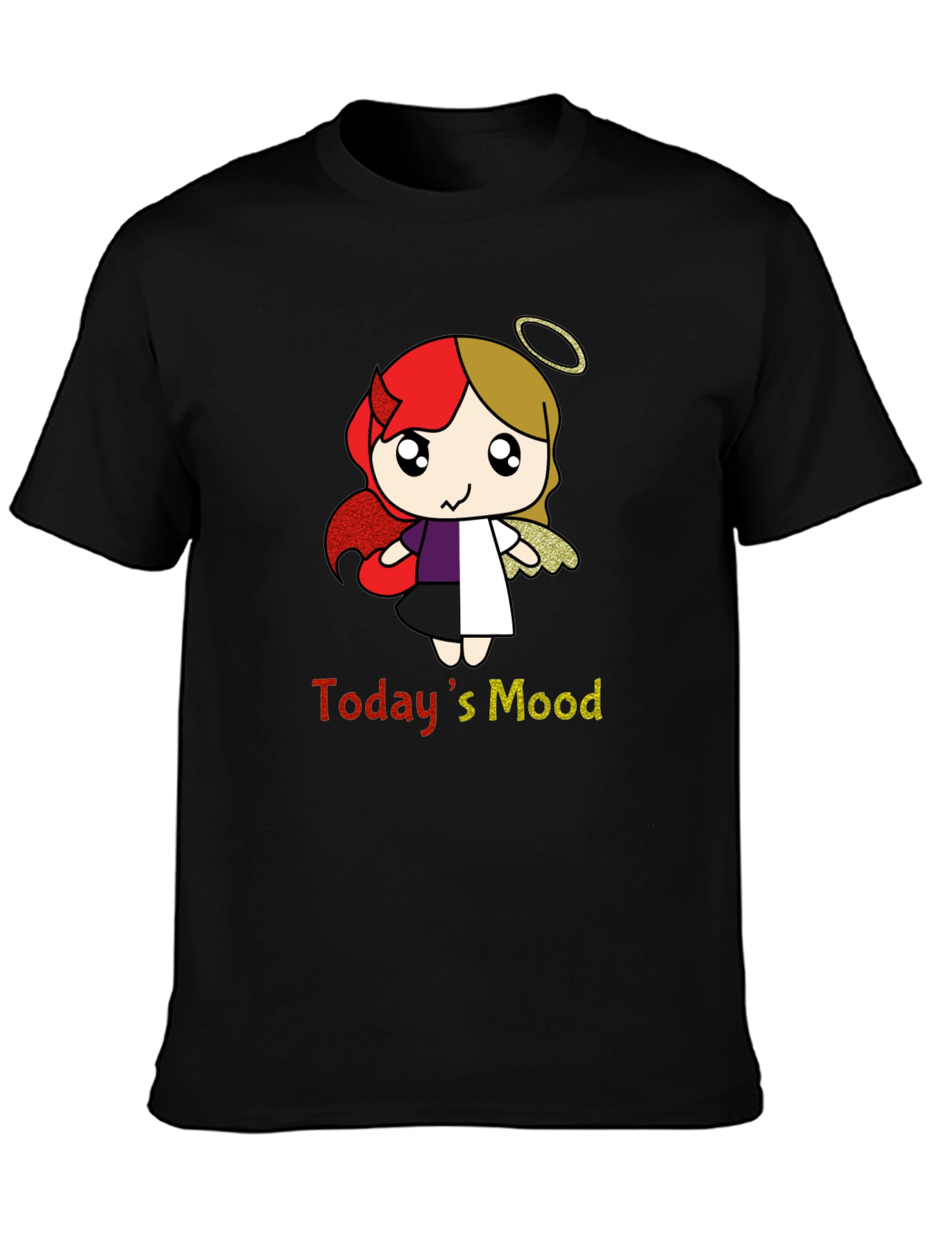 Todays Mood Angel Devil Cartoon T-Shirt
