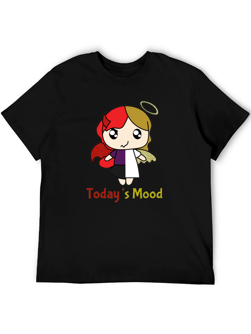Todays Mood Angel Devil Cartoon T-Shirt