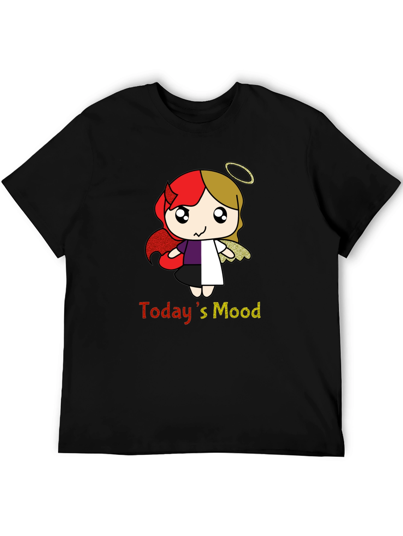 Todays Mood Angel Devil Cartoon T-Shirt