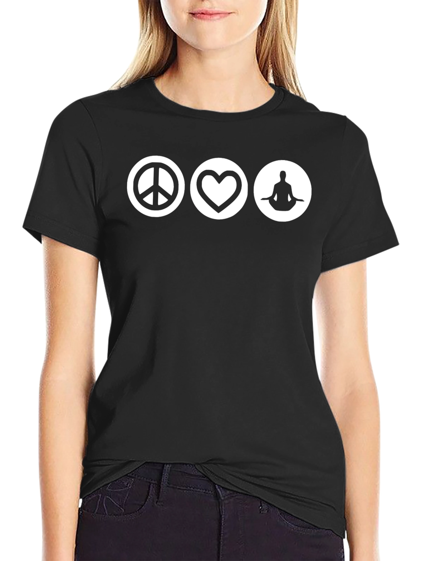Peace Love Yoga Black T-Shirt