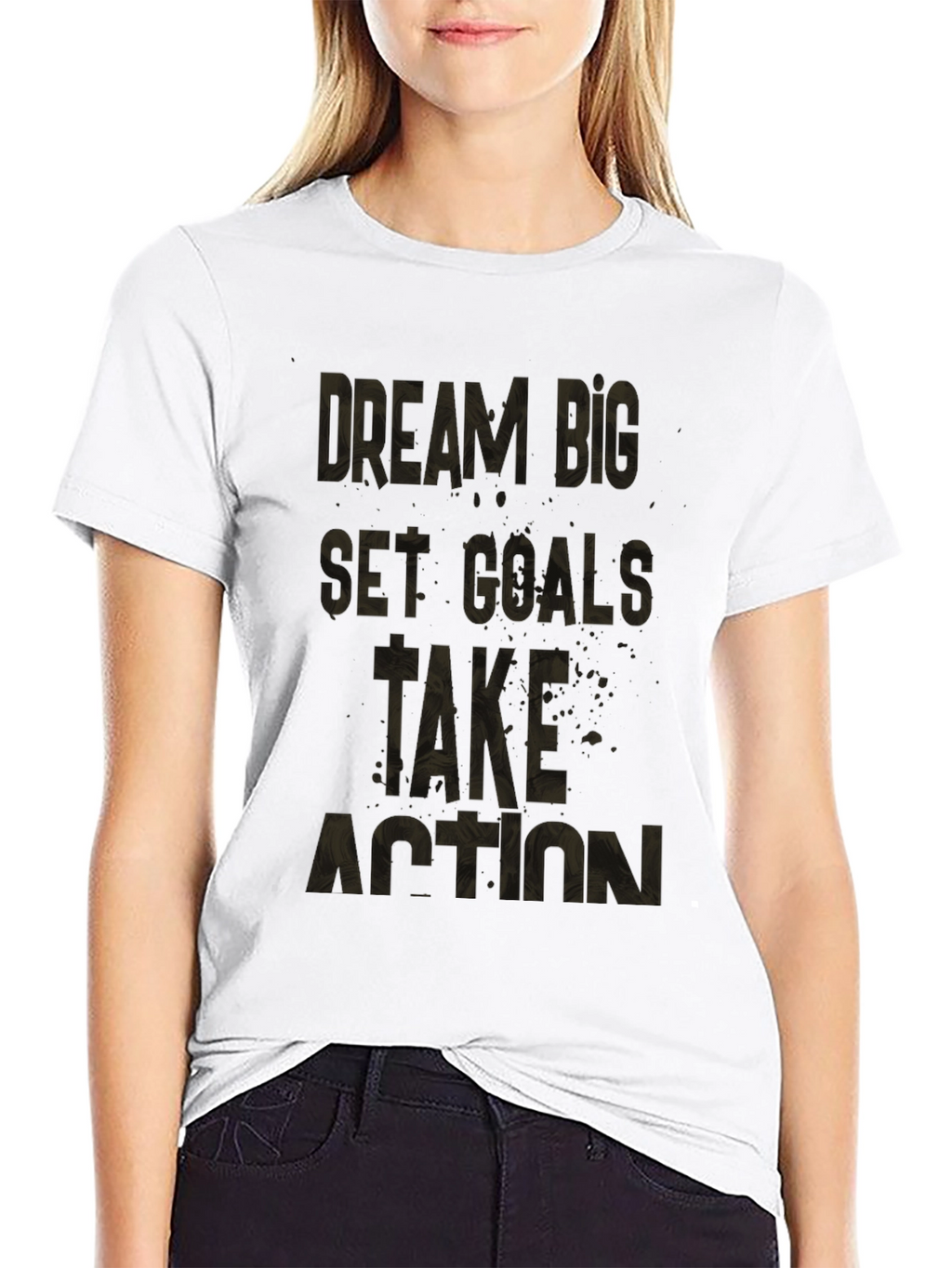 Motivational Black T-Shirt: Dream Big Set Goals