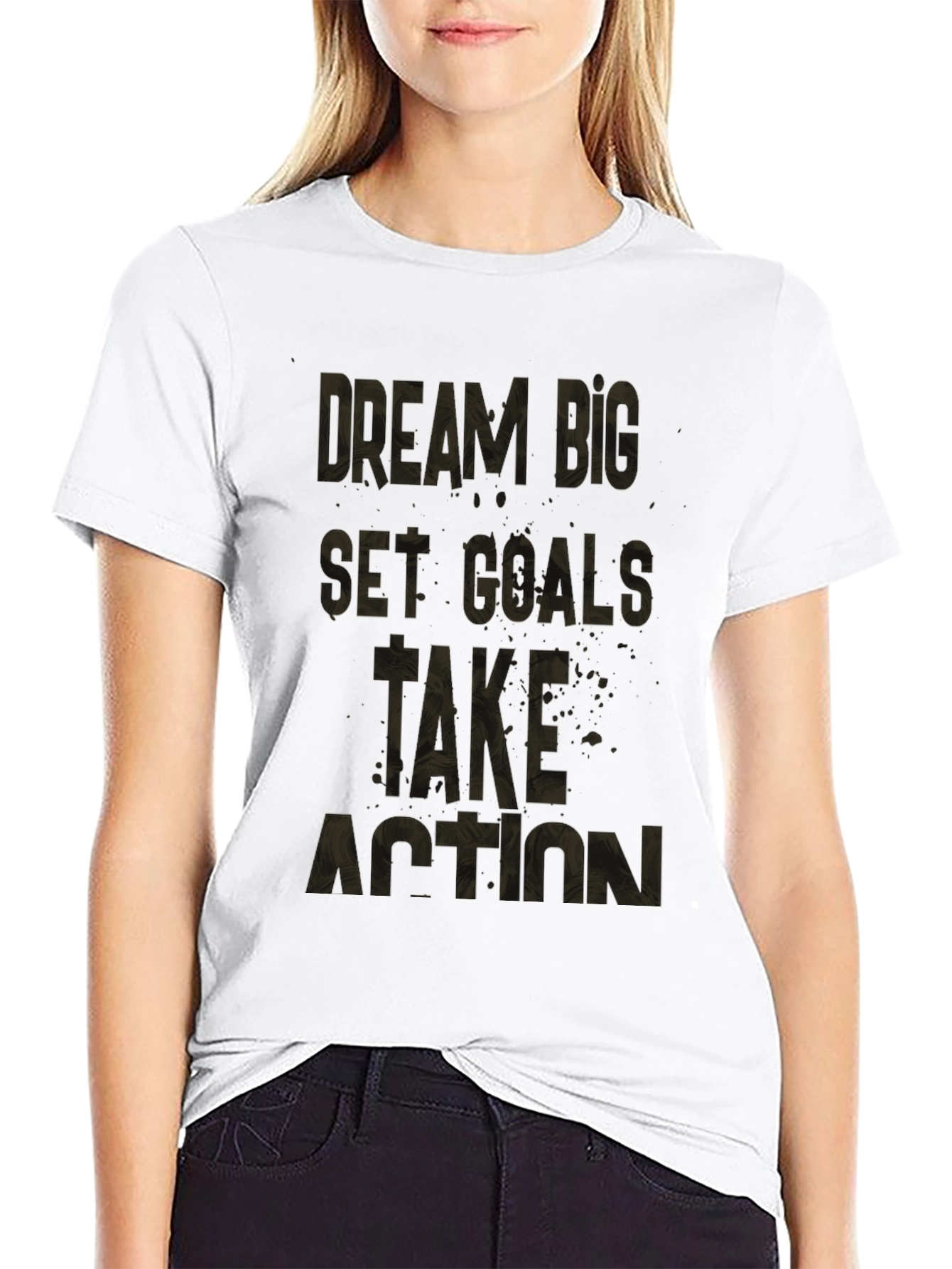 Motivational Black T-Shirt: Dream Big Set Goals