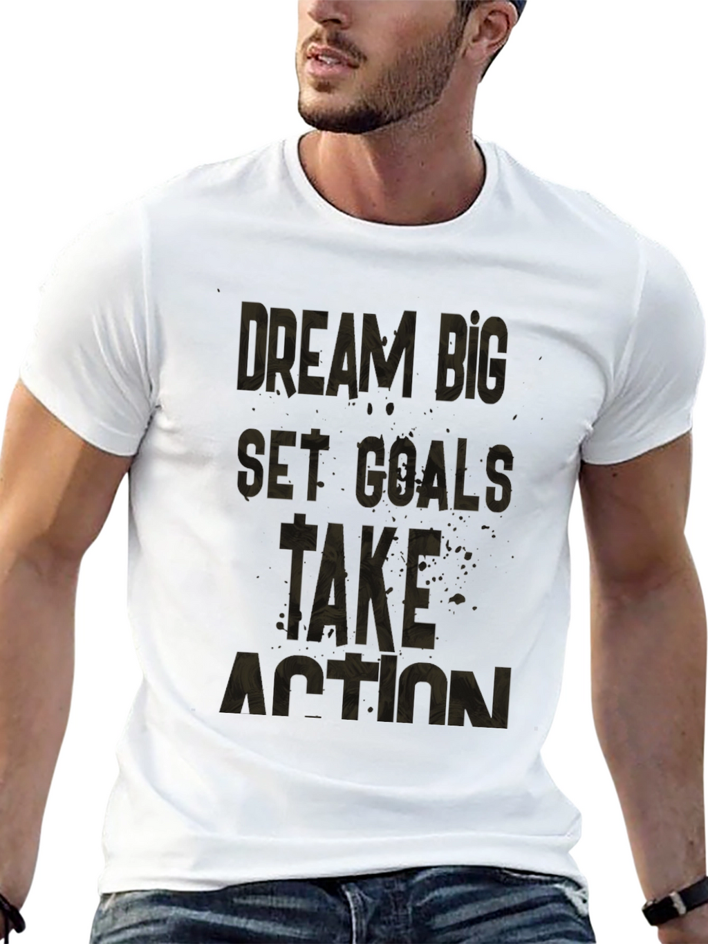 Motivational Black T-Shirt: Dream Big Set Goals