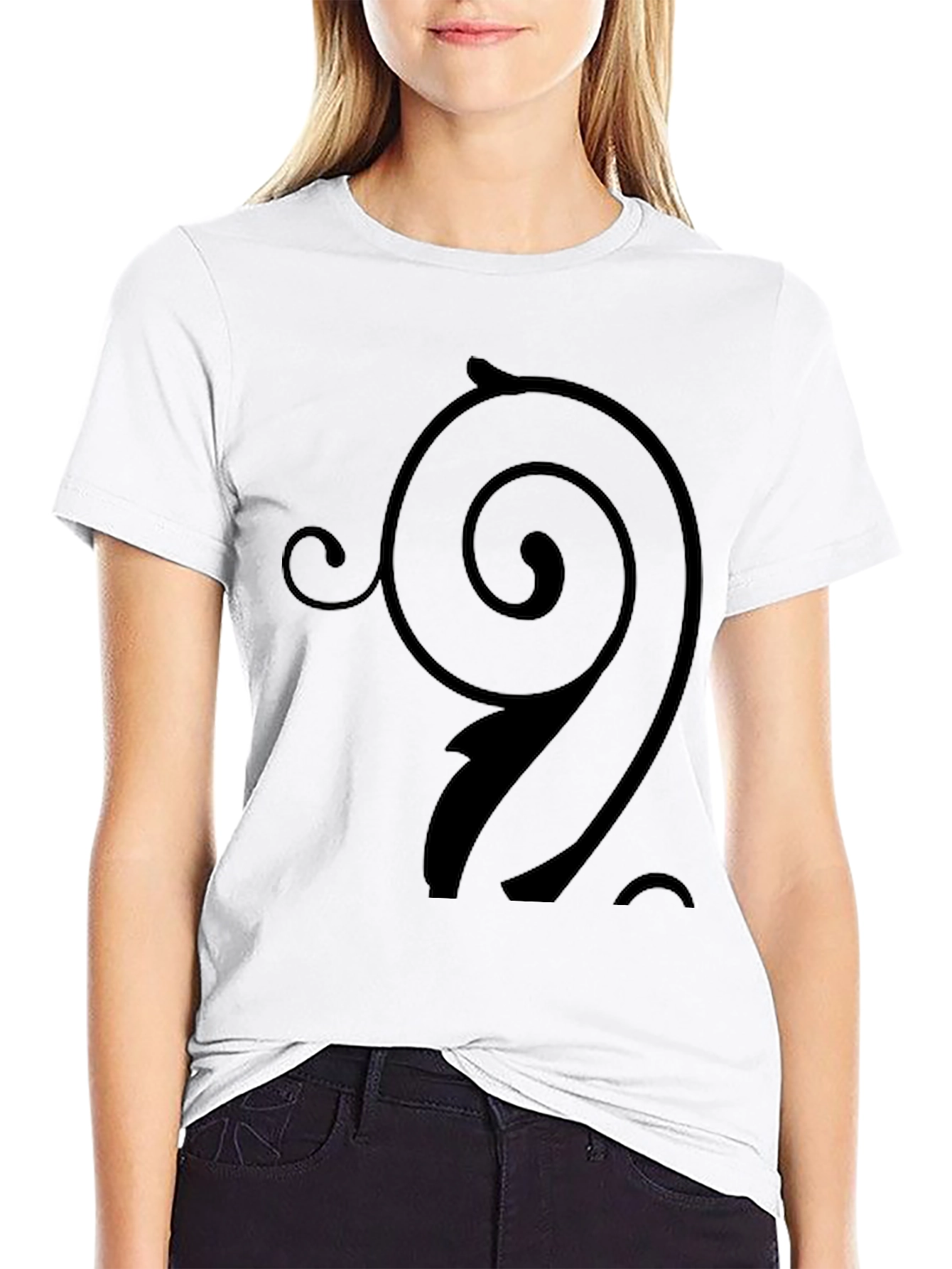 Stylish Black T-Shirt with Swirl Design