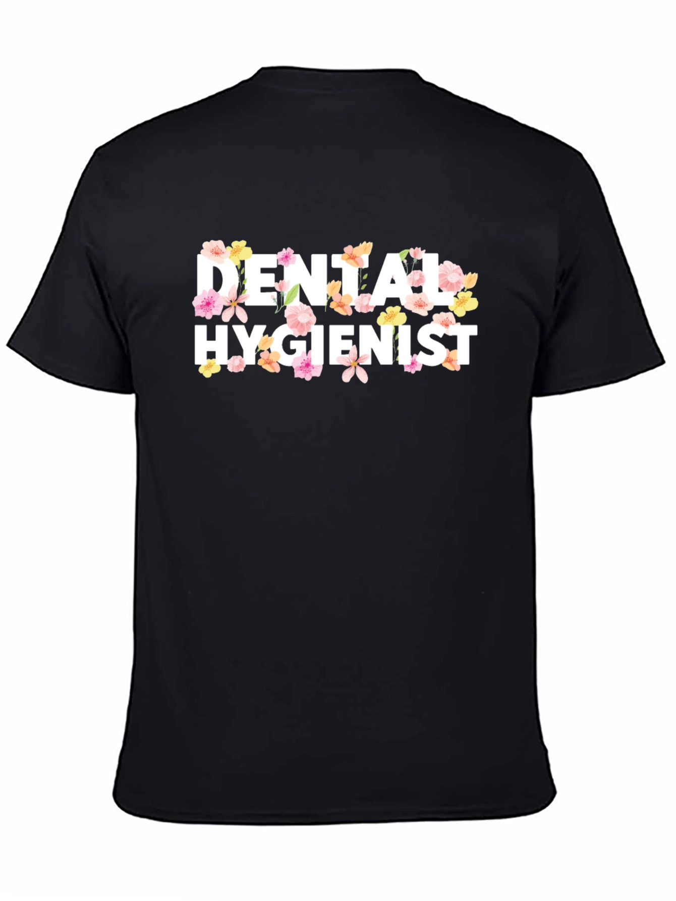 Floral Dental Hygienist Black T-Shirt