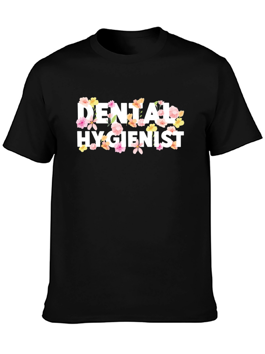 Floral Dental Hygienist Black T-Shirt