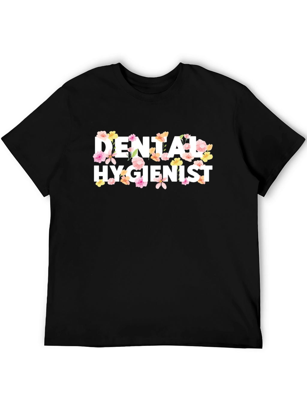 Floral Dental Hygienist Black T-Shirt