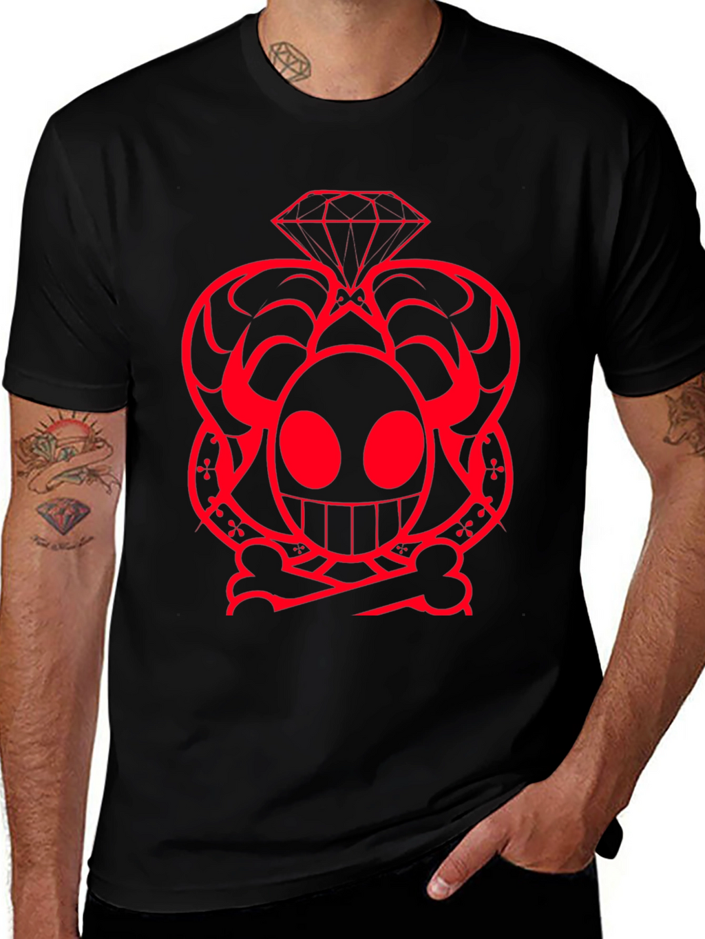 Skull Diamond Graphic Tee - Bold Design