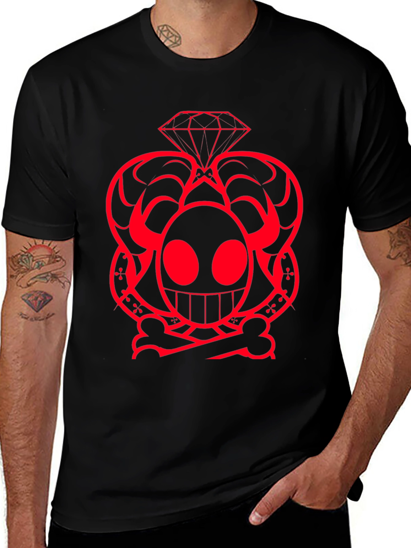 Skull Diamond Graphic Tee - Bold Design