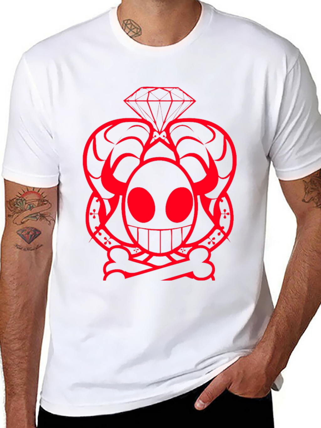 Skull Diamond Graphic Tee - Bold Design