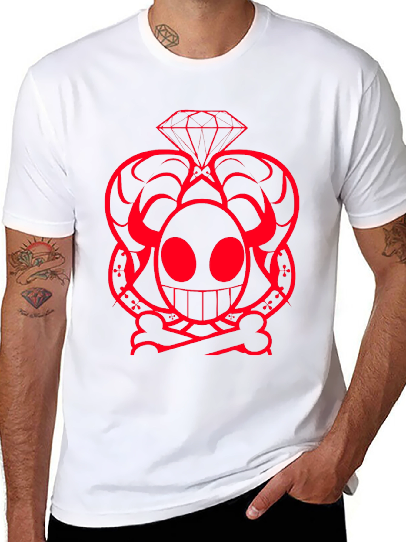 Skull Diamond Graphic Tee - Bold Design