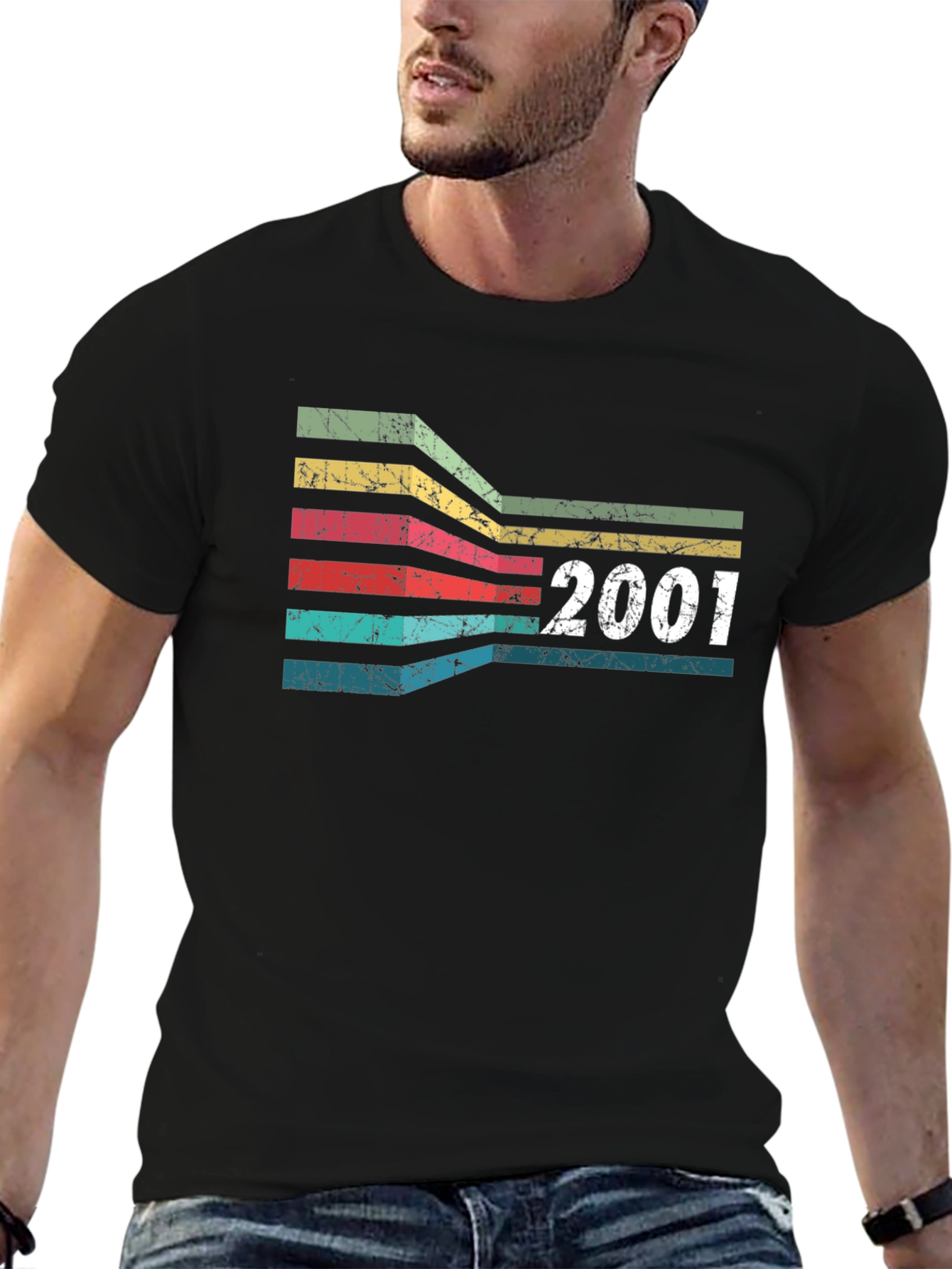 Retro 2001 Birthday T-Shirt - Vintage Stripes