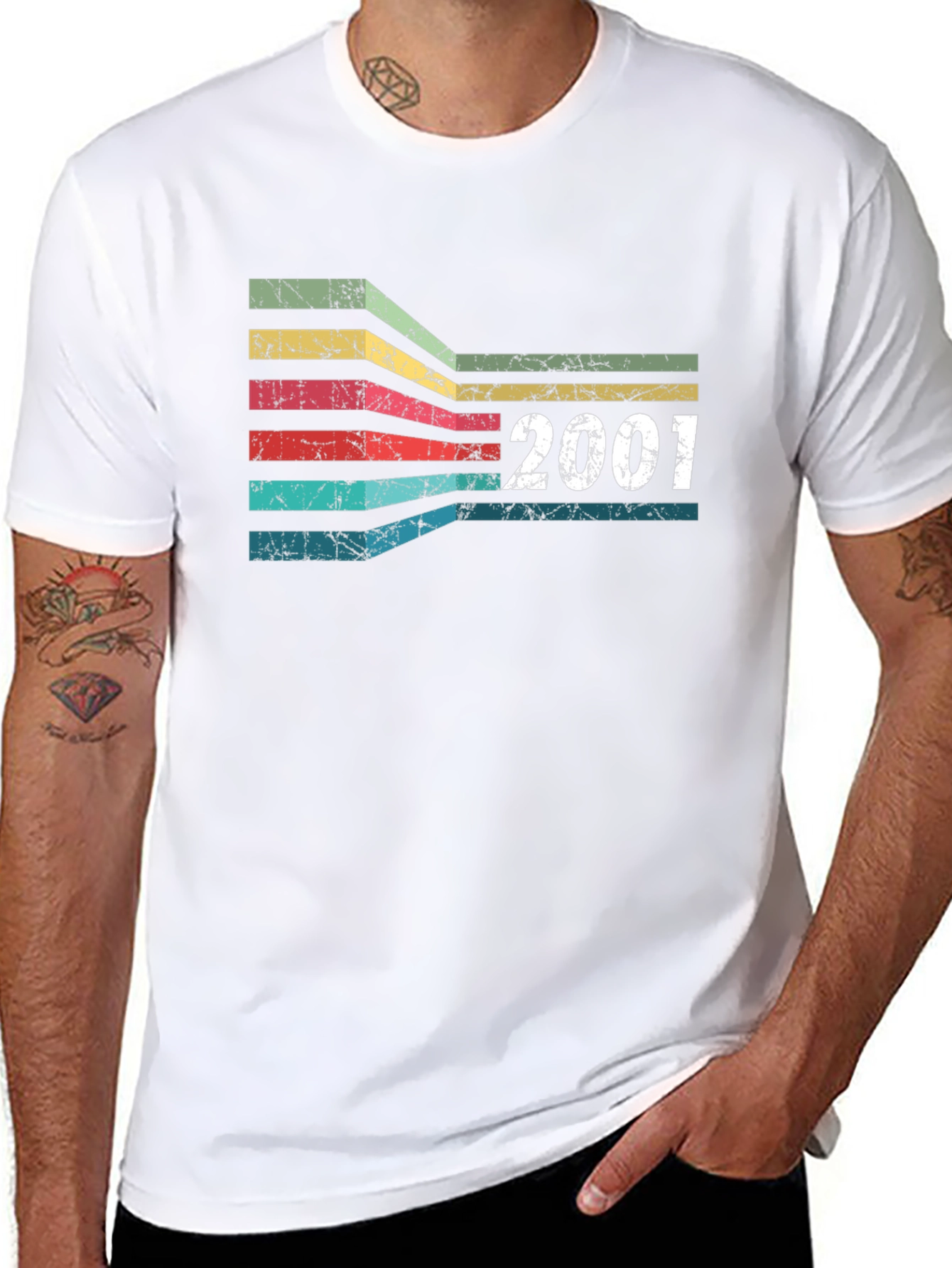 Retro 2001 Birthday T-Shirt - Vintage Stripes