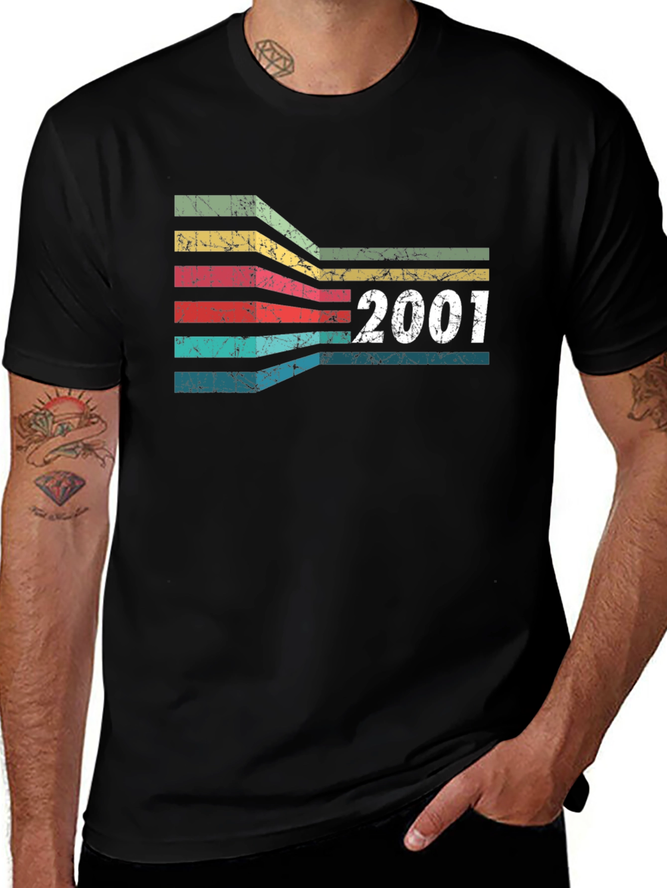 Retro 2001 Birthday T-Shirt - Vintage Stripes