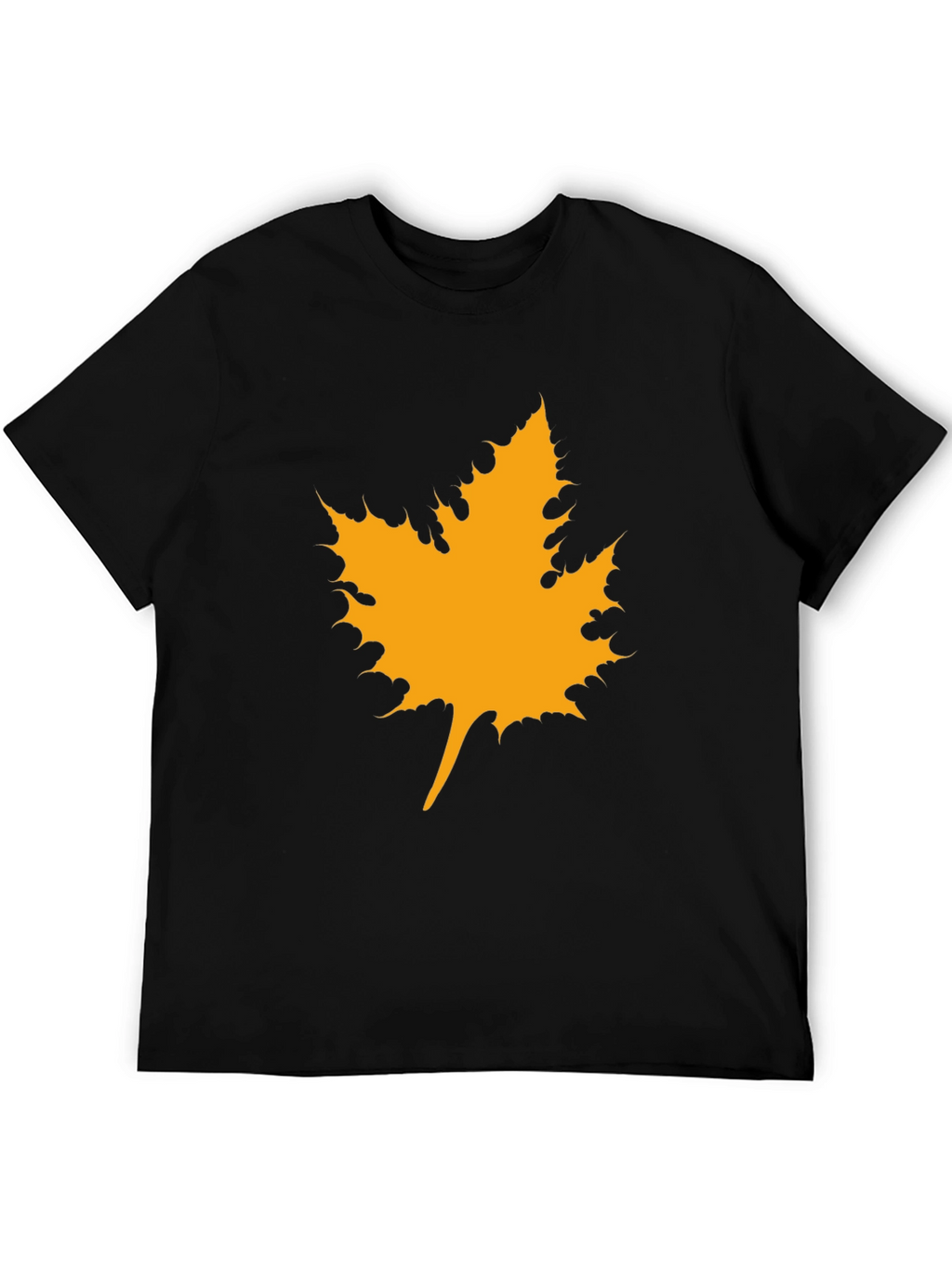 Maple Leaf Graphic Tee - Black Cotton Casual Shirt