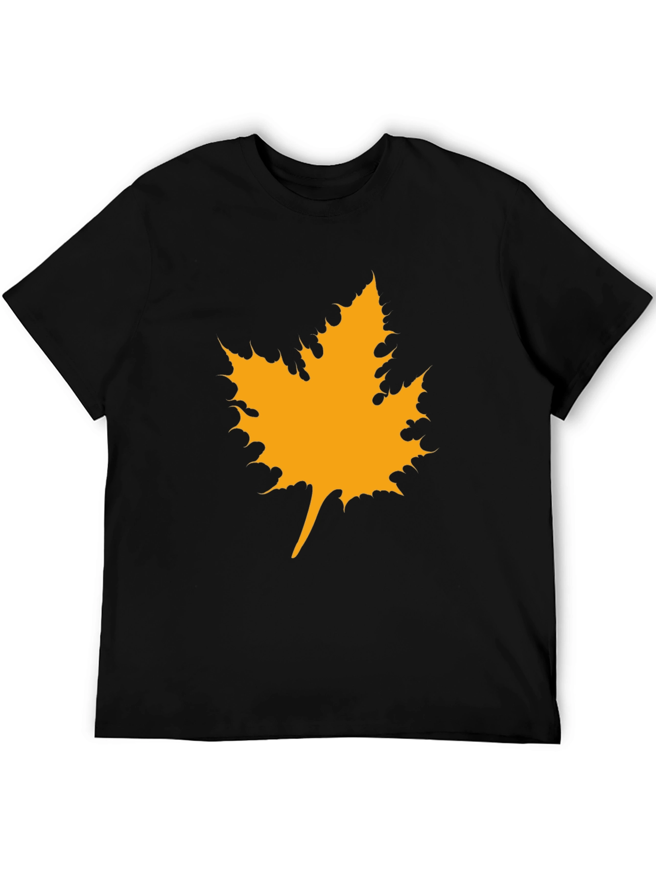 Maple Leaf Graphic Tee - Black Cotton Casual Shirt