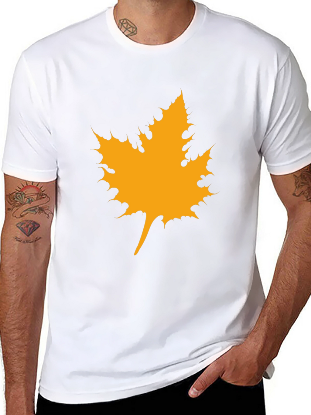 Maple Leaf Graphic Tee - Black Cotton Casual Shirt