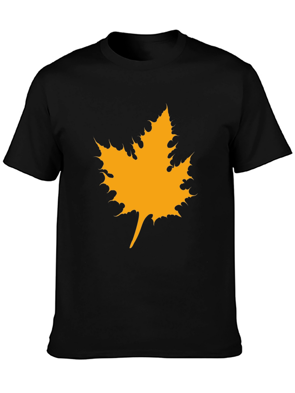 Maple Leaf Graphic Tee - Black Cotton Casual Shirt