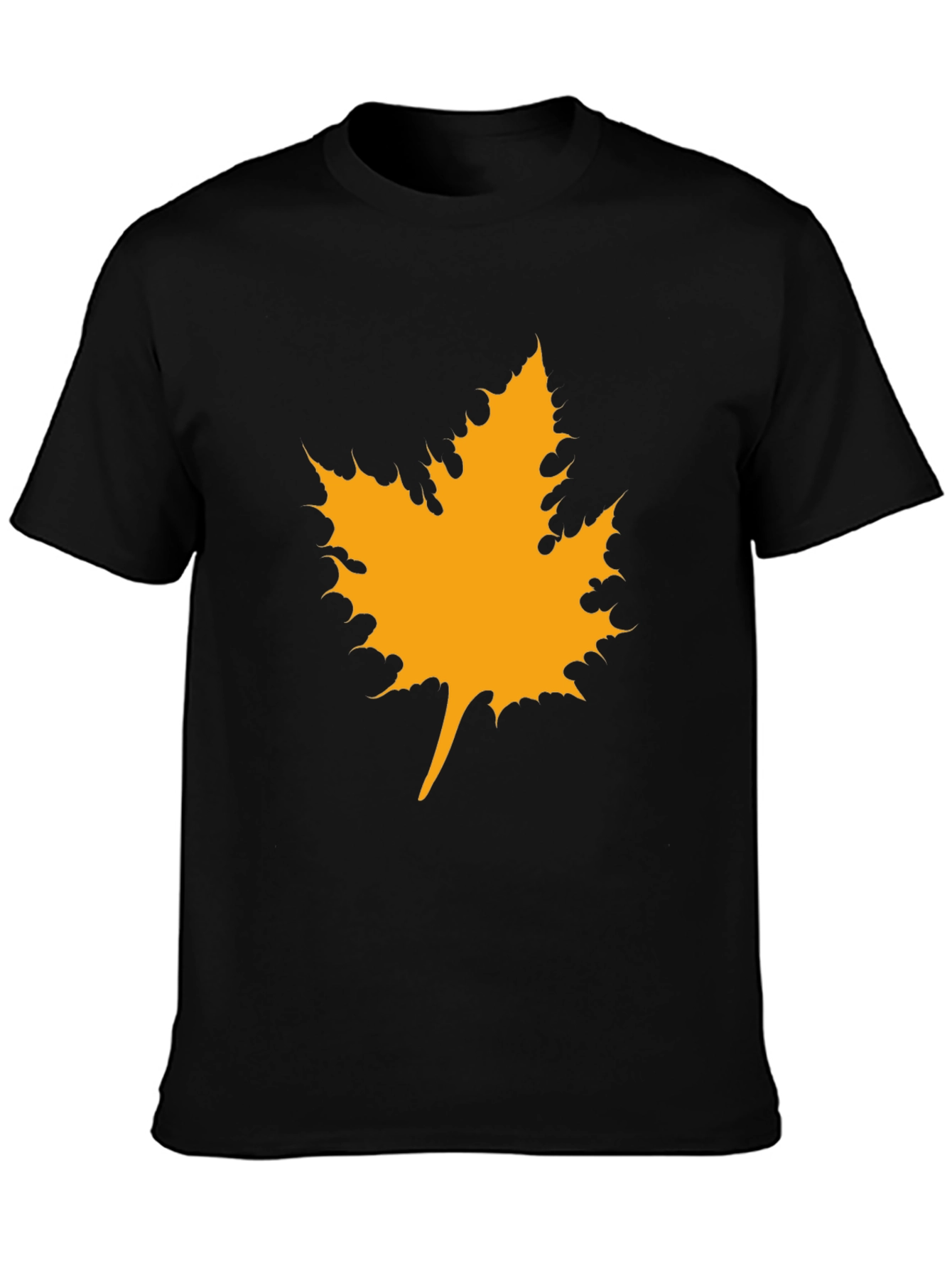 Maple Leaf Graphic Tee - Black Cotton Casual Shirt