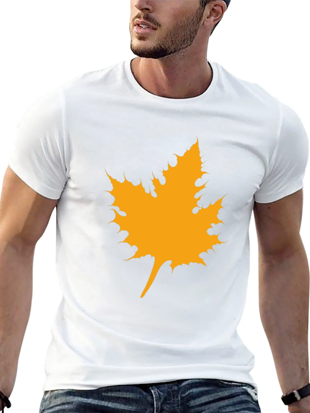 Maple Leaf Graphic Tee - Black Cotton Casual Shirt