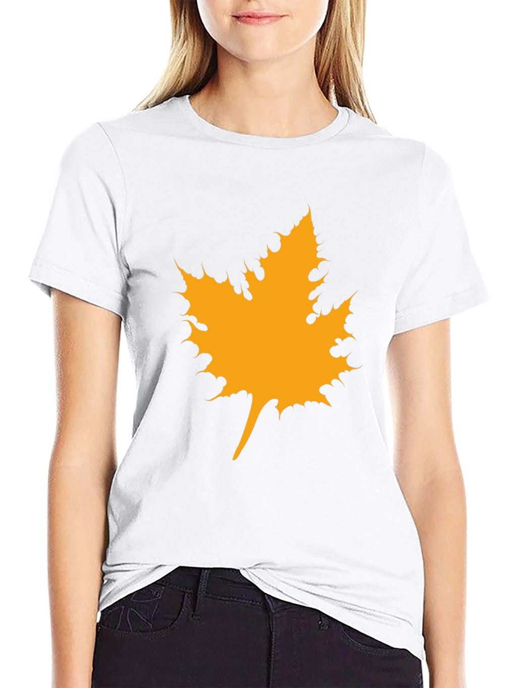 Maple Leaf Graphic Tee - Black Cotton Casual Shirt