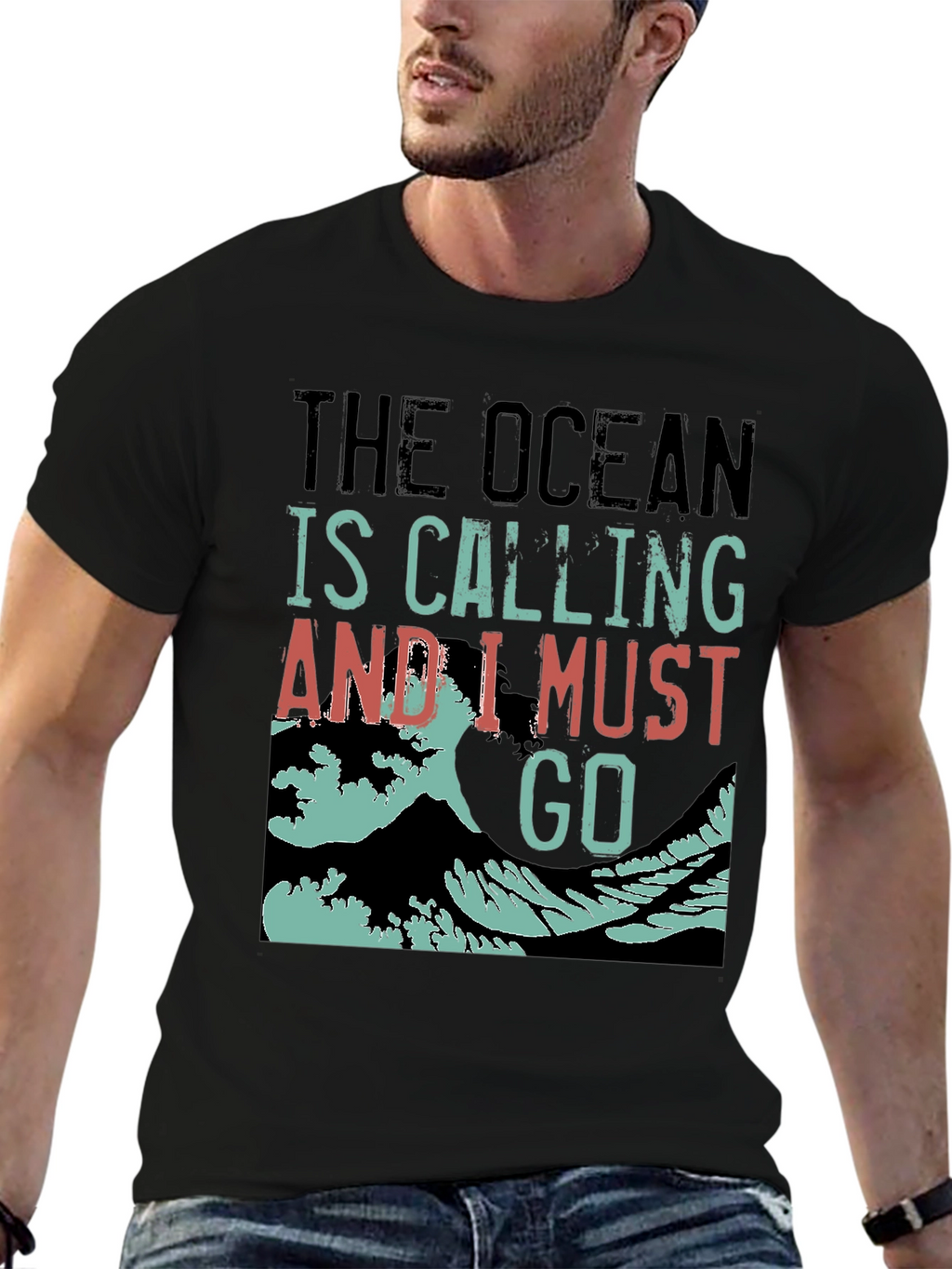 Ocean Calling Black Graphic Tee