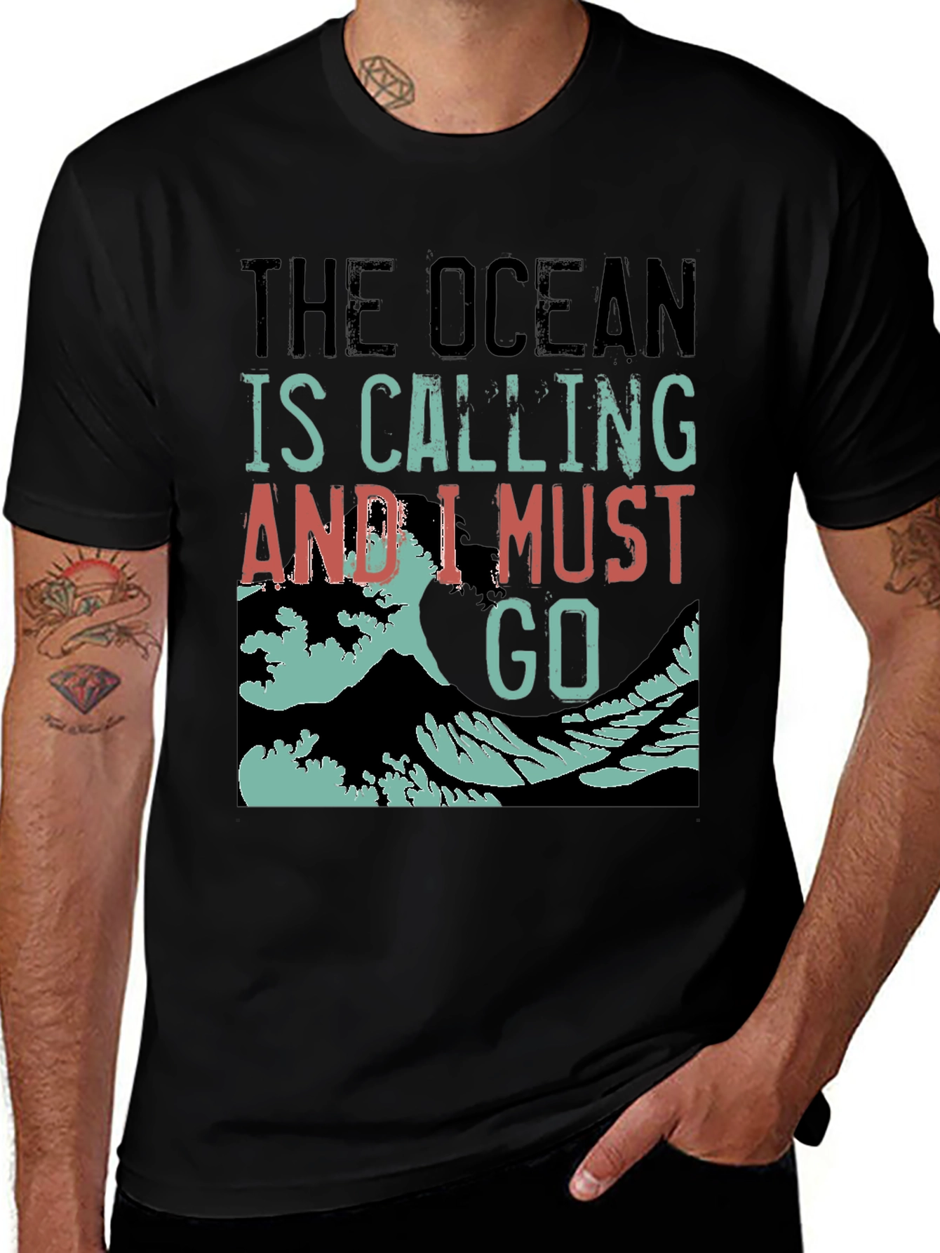 Ocean Calling Black Graphic Tee