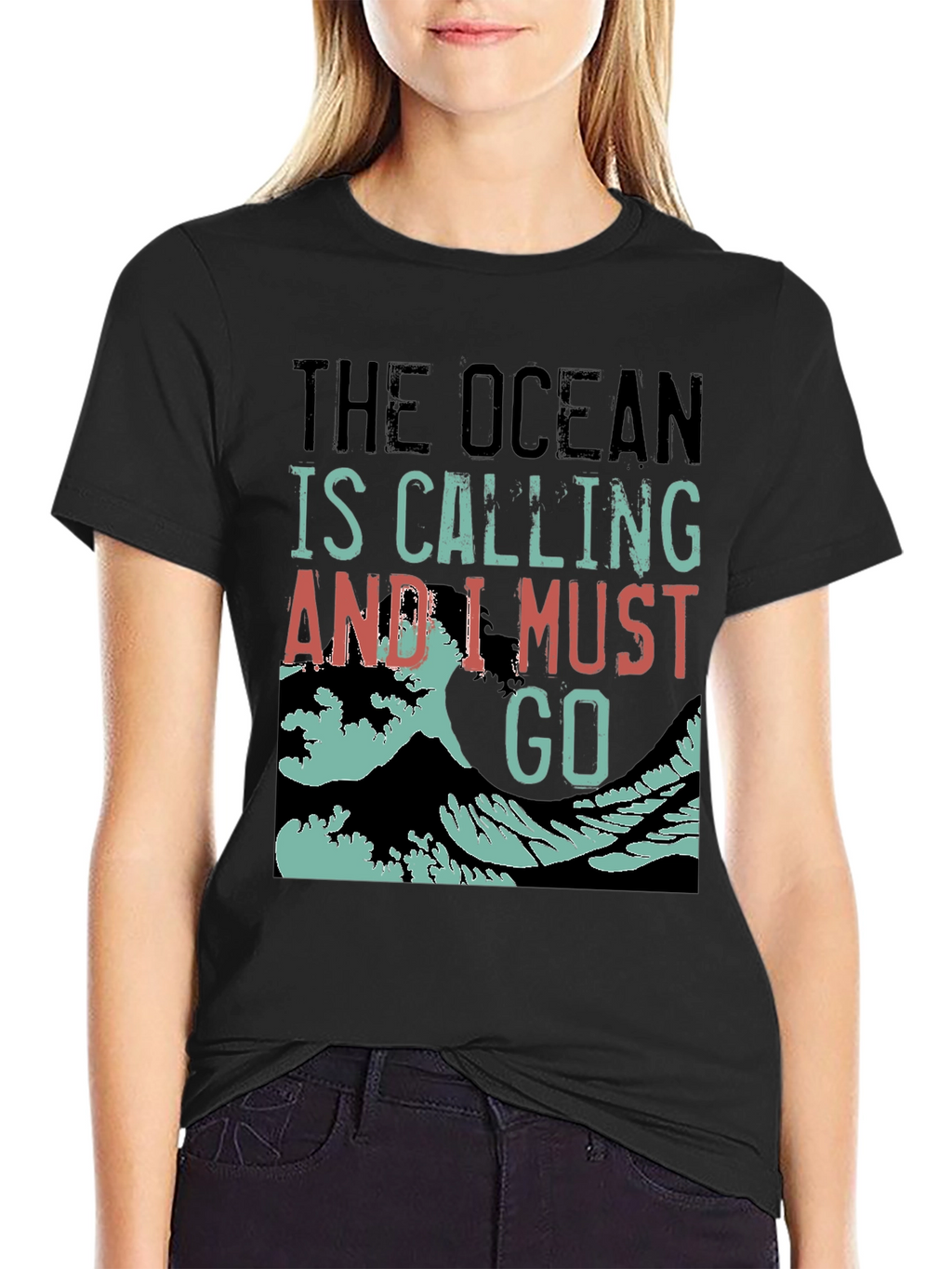 Ocean Calling Black Graphic Tee