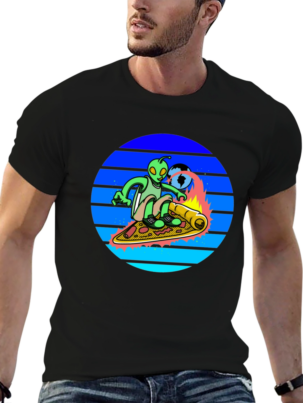 Alien Pizza Surfer T-Shirt