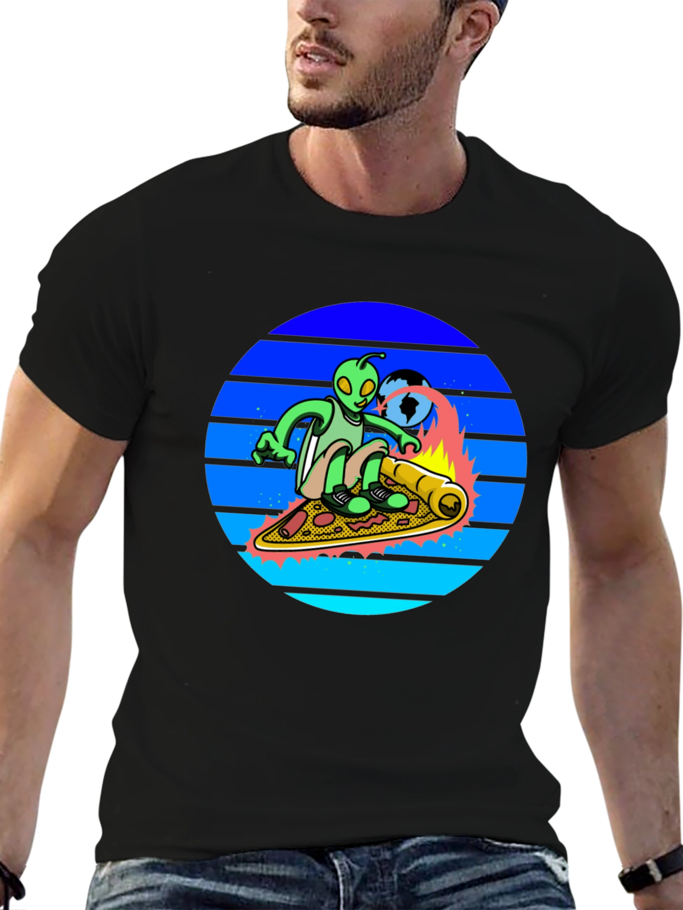 Alien Pizza Surfer T-Shirt