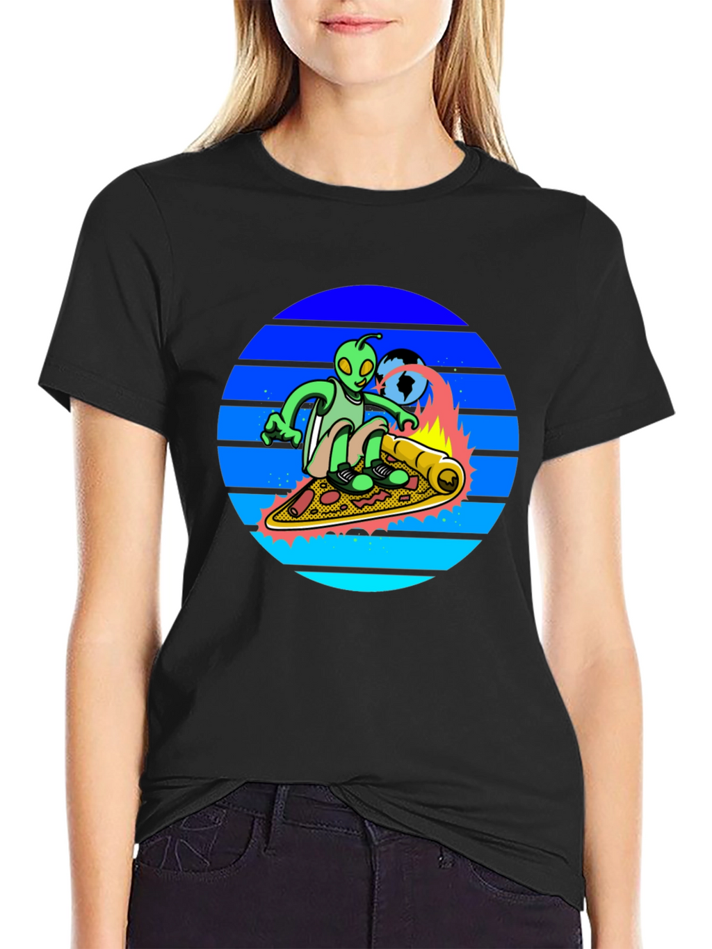 Alien Pizza Surfer T-Shirt