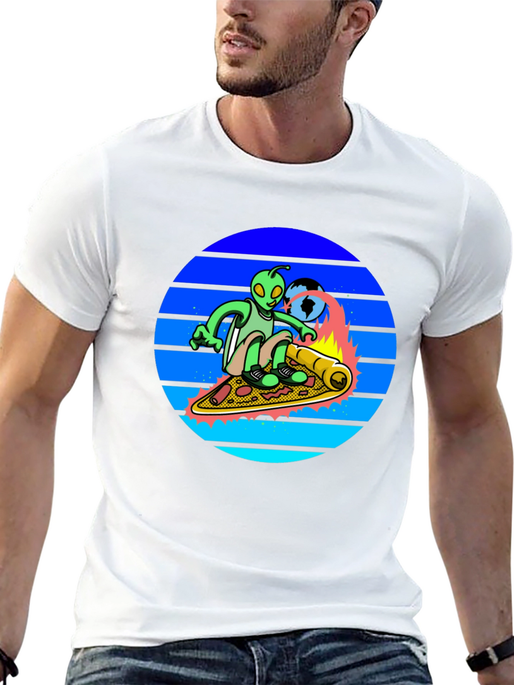 Alien Pizza Surfer T-Shirt