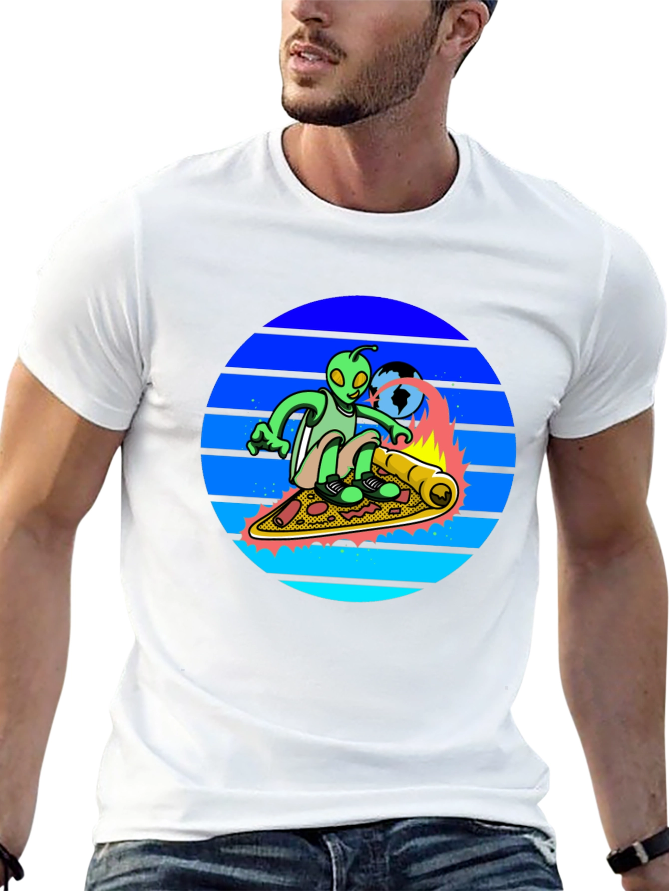 Alien Pizza Surfer T-Shirt