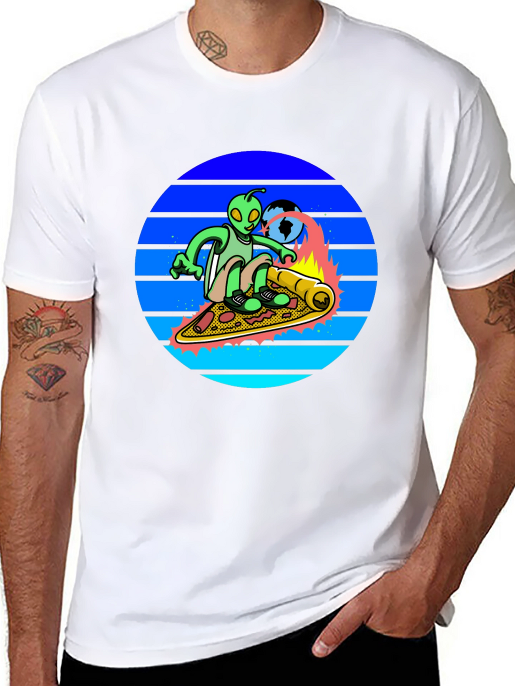 Alien Pizza Surfer T-Shirt