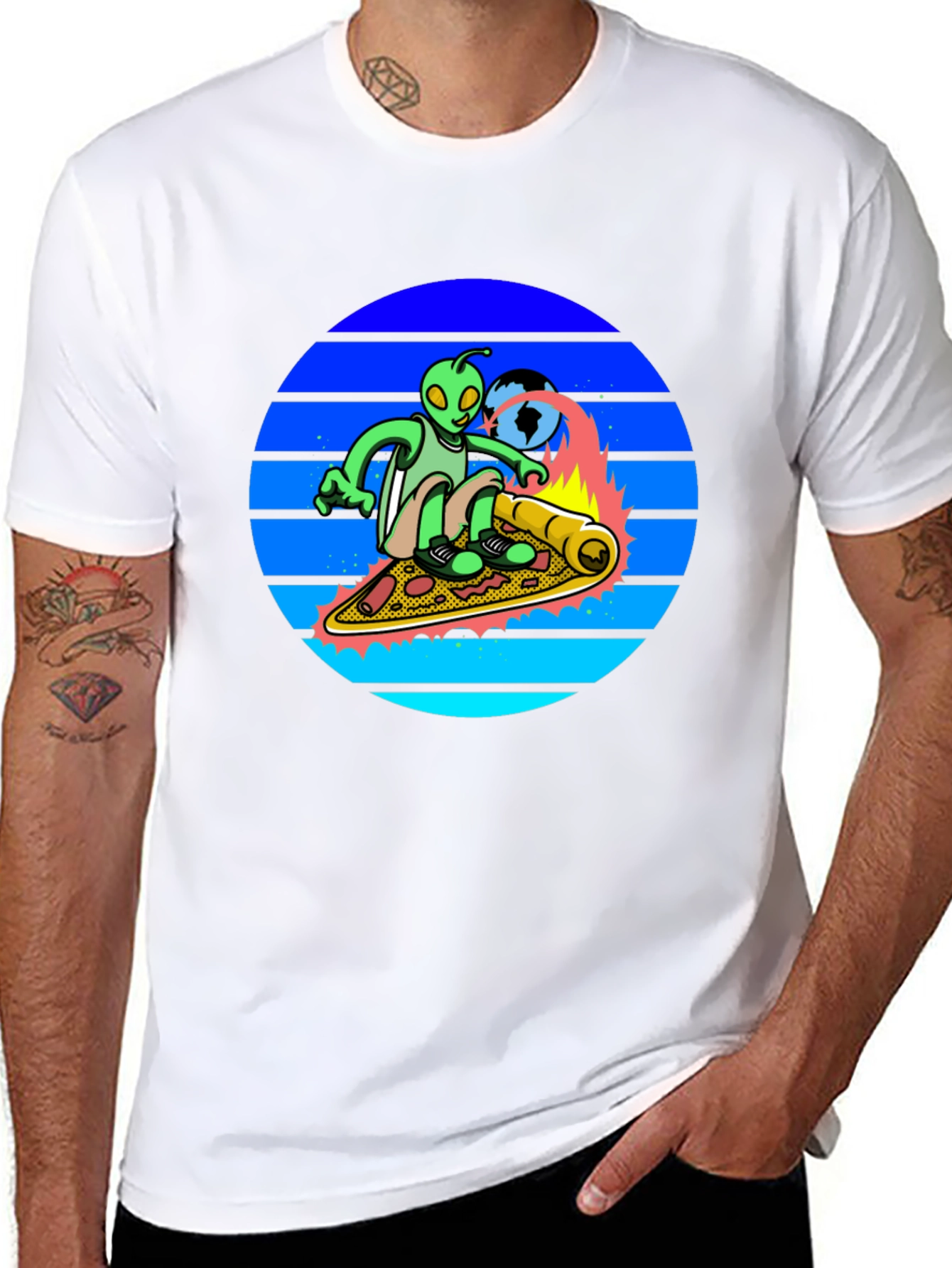 Alien Pizza Surfer T-Shirt