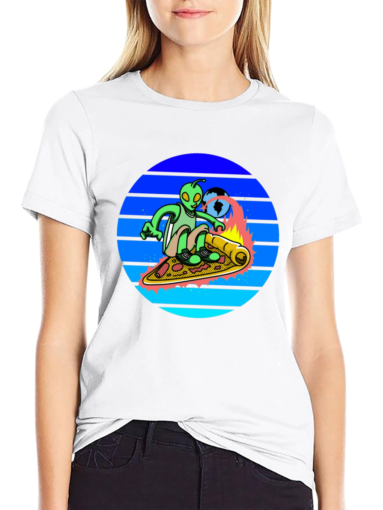 Alien Pizza Surfer T-Shirt