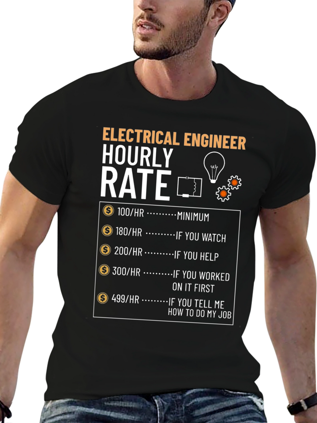 Electrical Engineer Hourly Rate Funny Graphic T-Shirt