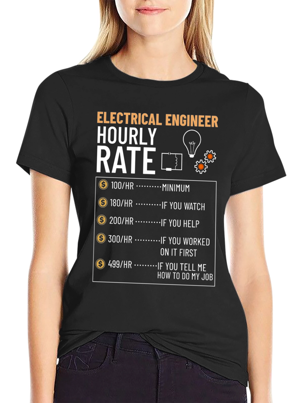 Electrical Engineer Hourly Rate Funny Graphic T-Shirt