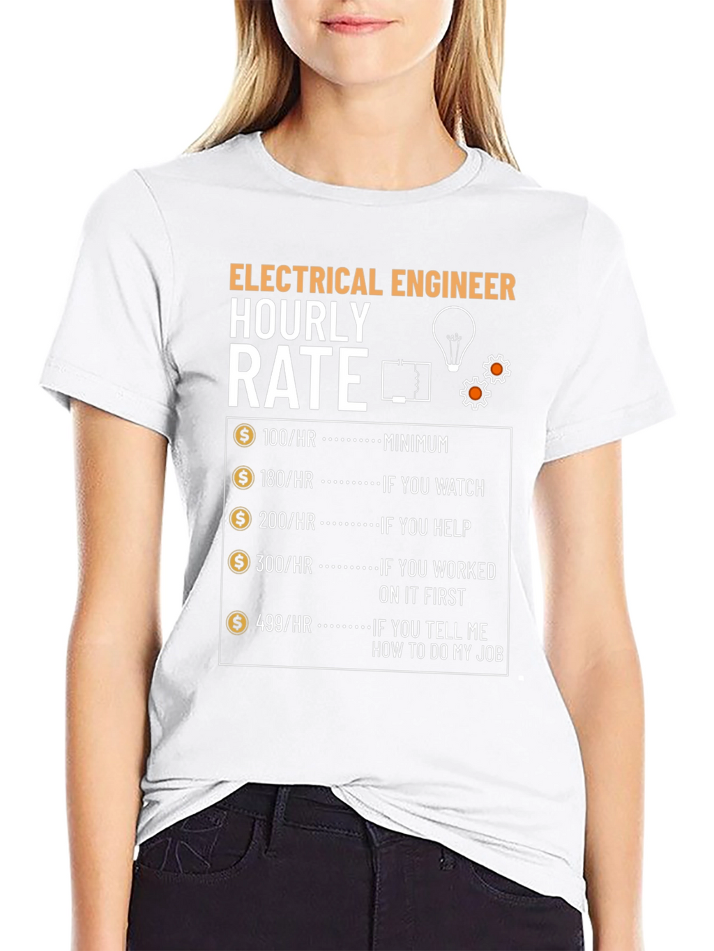 Electrical Engineer Hourly Rate Funny Graphic T-Shirt